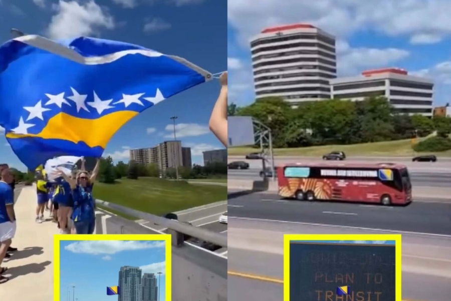 SJAJAN DOČEK REPREZENTACIJE BIH U TORONTU: Emotivni trenutak na mostu iznad autoputa