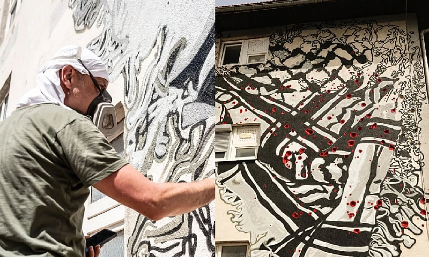Mural podrške Palestini na rupama od gelera u Bihaću: “Ko te bolje razumije od onog ko je bio u istom paklu”