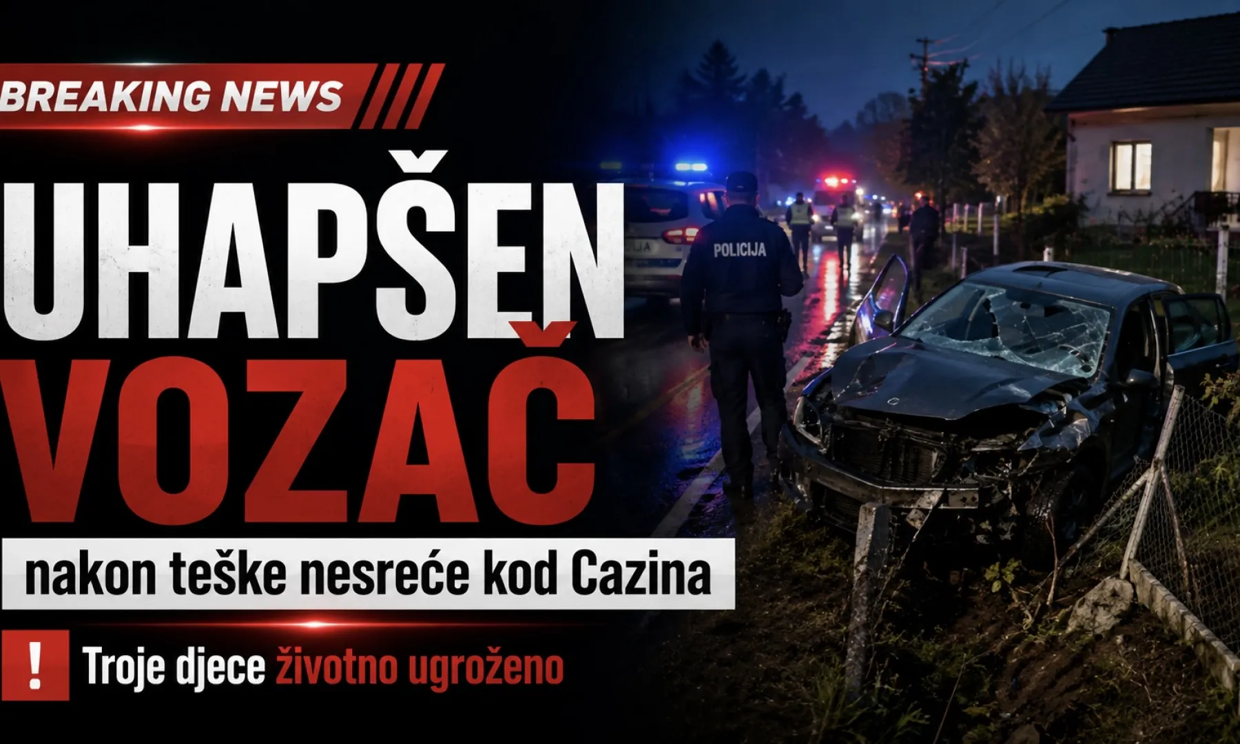 U teškoj nesreći u Donjoj Koprivnoj kod Cazina troje djece teško povrijeđeno, vozač uhapšen