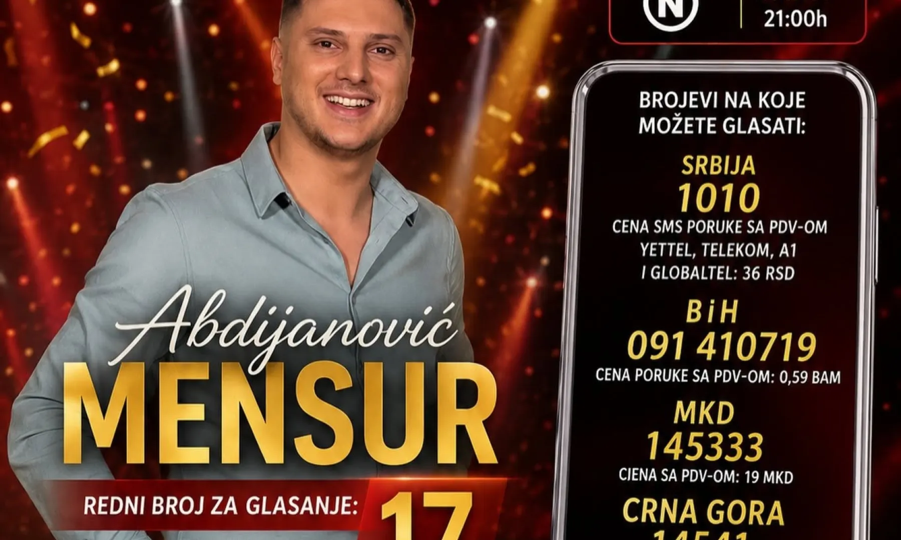 Mensur Abdijanović iz Bihaća u finalu „Zvezda Granda“: Gledaoci biraju pobjednika večeras od 21 sat