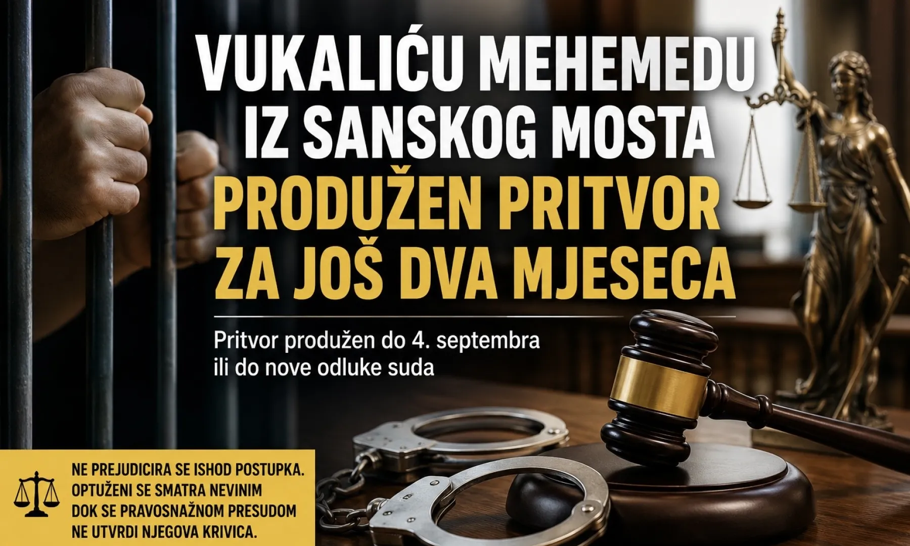 Kantonalni sud u Bihaću produžio pritvor Mehemedu Vukaliću do 4. septembra 2026. godine