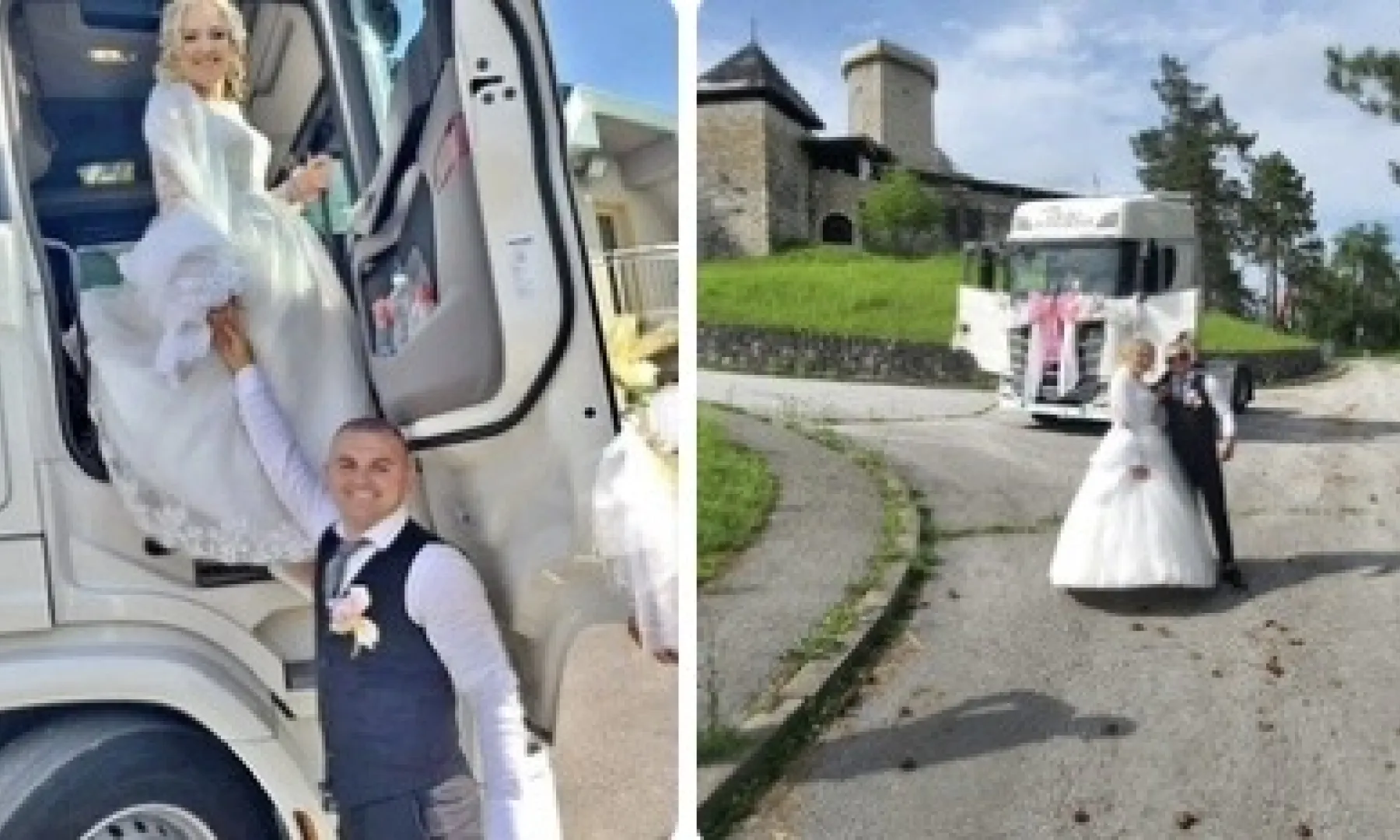 Mladinac Ajdin Okić došao po mladenku ukrašenim kamionom, oduševivši prisutne na svadbi
