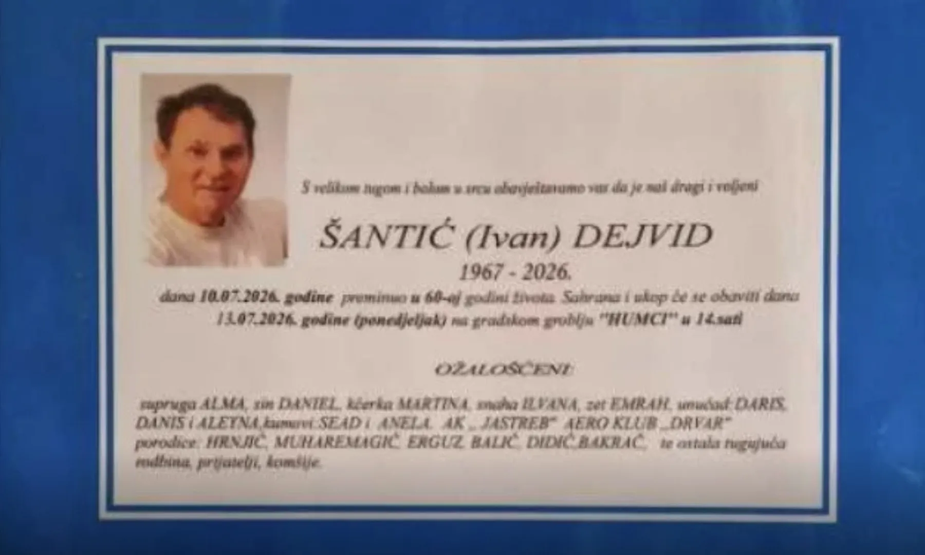 Dejvid Šantić, istaknuti pilot paraglajdera, preminuo nakon pada sa zgrade u Bihaću
