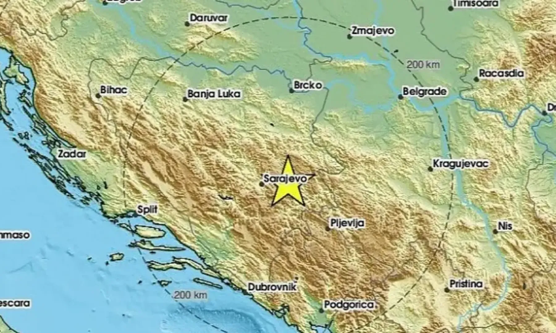 Tokom noći u BiH zabilježena tri zemljotresa, najjači magnituda 3,6 prema EMSC-u