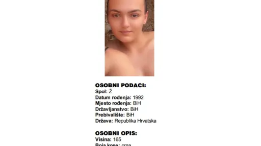 Objava hrvatske policije o nestaloj državljanki BiH