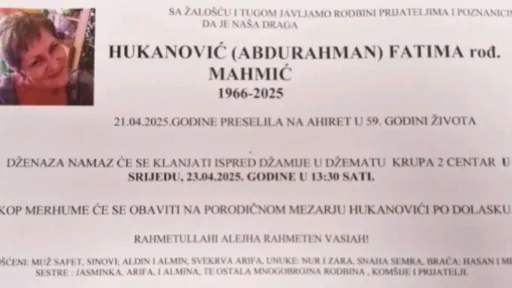 Na ahiret preselila Hukanović (rođ. Mahmić) Fatima