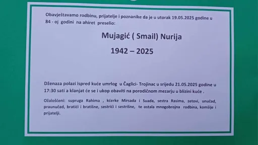 Na ahiret preselio MUJAGIĆ (Smail) NURIJA