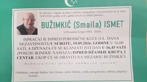 S tugom obavje&scaron;tavamo: Na Ahiret preselio Bužimkić (Smaila) Ismet