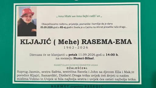 S tugom obavještavamo: Na Ahiret preselila Kljajić (Mehe) Rasema-Ema