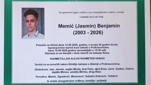 S tugom obavje&scaron;tavamo: Na Ahiret preselio Memić Benjamin