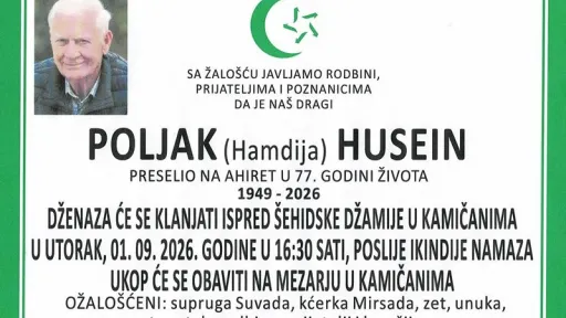 S tugom obavje&scaron;tavamo: Na Ahiret preselio Poljak (Hamdija) Husein