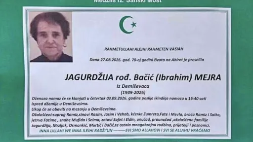 S tugom obavje&scaron;tavamo: Na Ahiret preselila Mejra Jagurdžija rođ. Bačić