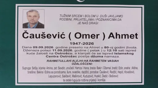 S tugom obavještavamo: Na Ahiret preselio Čaušević (Omer) Ahmet