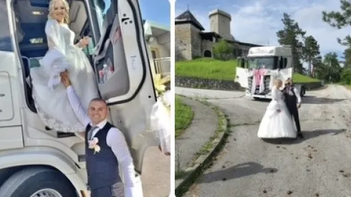 Mladinac Ajdin Okić do&scaron;ao po mladenku ukra&scaron;enim kamionom, odu&scaron;eviv&scaron;i prisutne na svadbi