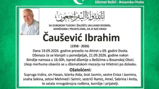 S tugom obavje&scaron;tavamo: Na Ahiret preselio Čau&scaron;ević Ibrahim