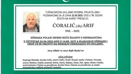Na Ahiret preselio Ćoralić (Ale) Arif