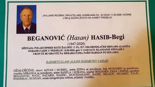 S tugom obavje&scaron;tavamo: Na Ahiret preselio Beganović (Hasan) HASIB-Begi