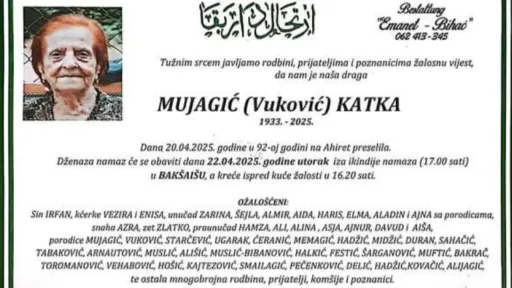 Na ahiret preselila Mujagić (Vuković) Katka