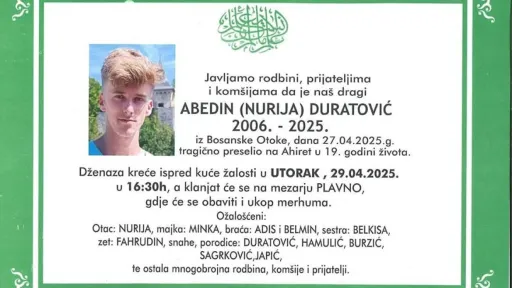 Na ahiret preselio ABEDIN (NURIJA) DURATOVIĆ