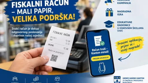 Ministarstvo privrede USK-a pokreće inicijativu za promociju fiskalnih računa uz nagradnu igru i edukaciju mladih