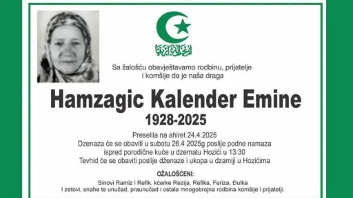 Na ahiret preselila Hamzagić Kalender Emine