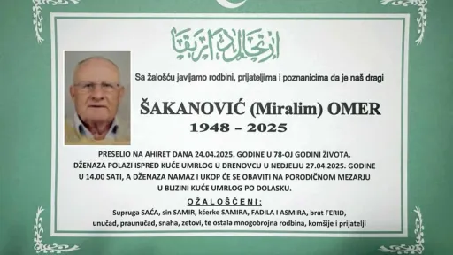 Na ahiret preselio Šakanović (Miralem) Omer