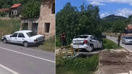 Saobraćajna nesreća u Vitini: O&scaron;tećenja na cesti i opasnost zbog ulja i dijelova vozila